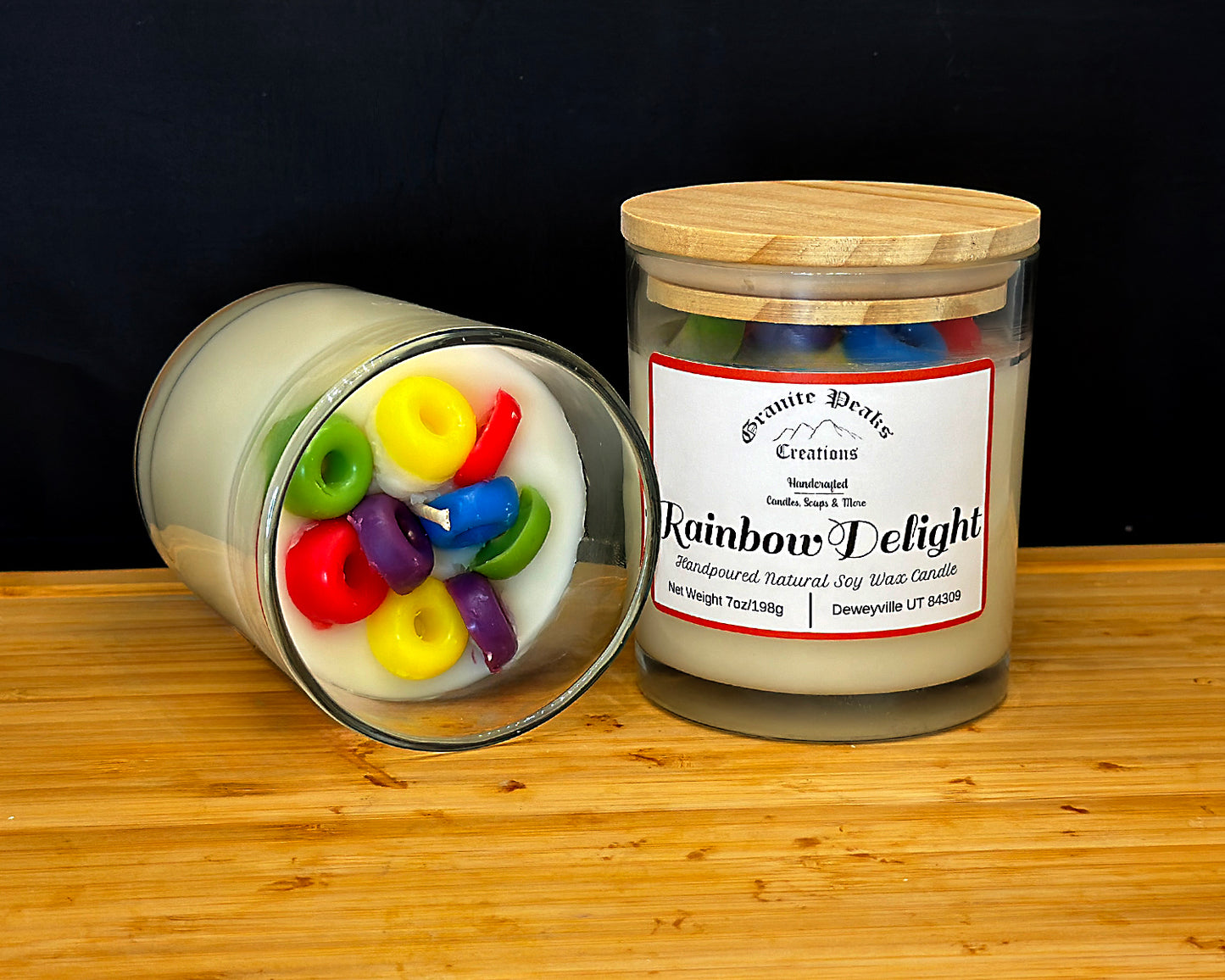 Rainbow Delight Candle - 7oz Wood Top Tumbler