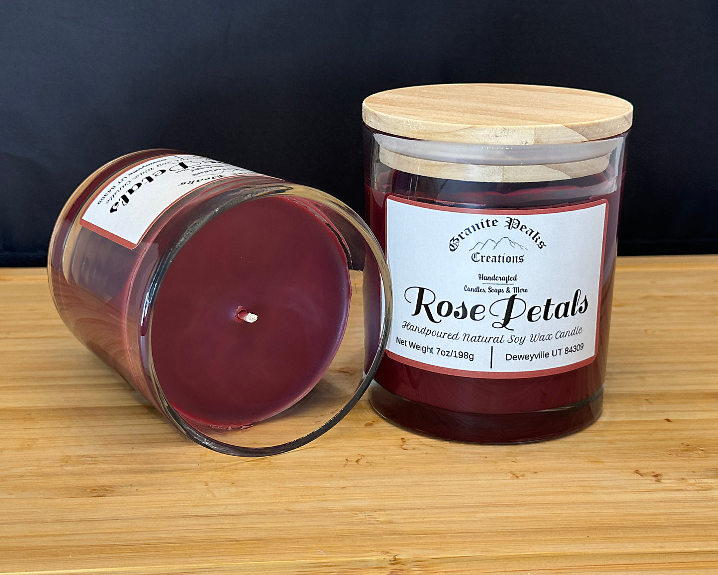 Rose Petals Candle - 7oz Wood Top Tumbler